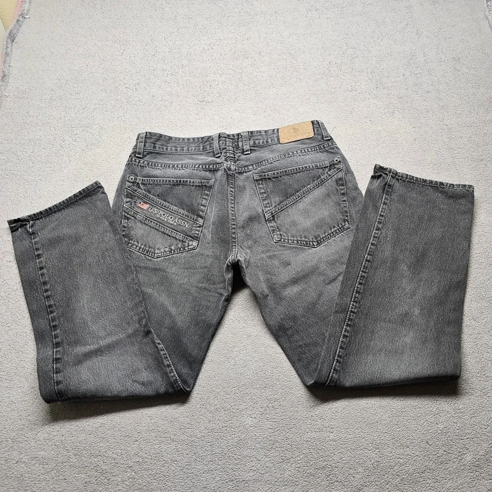 US Polo Assn Premium Denim Jeans Mens 33x30 Gray Straight Leg Faded Casual